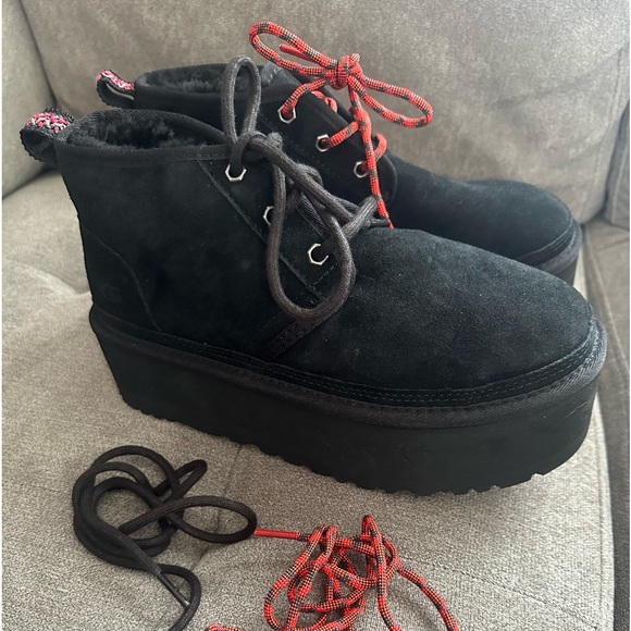 UGG Shoes - UGG NEUMEL HERITAGE PLATFORM BLACK ANKLE LACE-UP SHOE